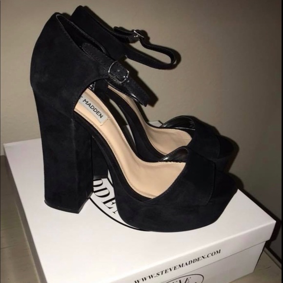 Black Steve Madden chunky heel Size 9 - Picture 3 of 3